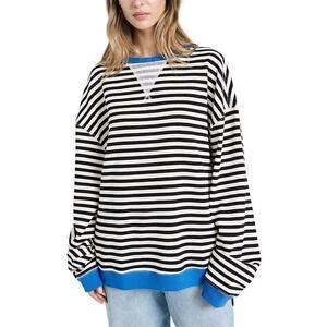 Free People WE THE FREE NWOT Size XL Classic Striped Oversized Crewneck